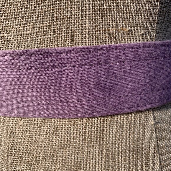 Vintage 80s 90s Lavender Purple Fabric Gold Toned Buckle Retro Waist Belt - Picture 6 of 13